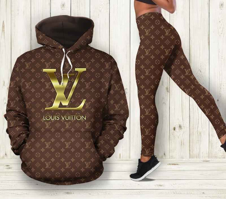 Luxury designer brown hoodie leggings. luxury brand Hoodie Leggings Set.