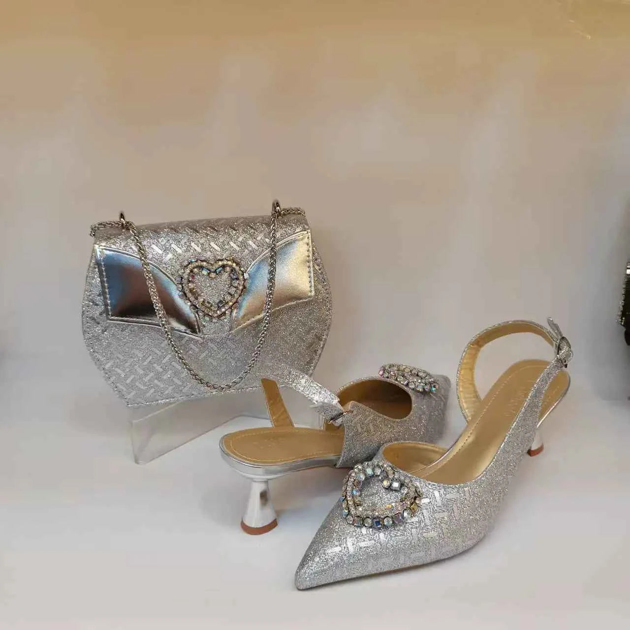 Italian Shoes and Bags Matching Set Women Heel Party Italian Design Wedding High Heels With Match Bags Good Quality