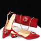 New Fashionable Red Color Pointed Top Ladies Shoes. Matching Bag Set For  Women Wedding Party Pump.