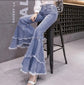 Flare Jeans Women Pant Fringed Tassels Split Slim Jeans Ladies Stretchy Pants High Waist Denim Pants s1140