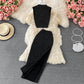 Sexy Black Diamonds 2pcs Set. Women Party Sleeveless Short Tops High Waist Split Skirt Female Two Piece Suits Club Fashion.
