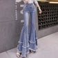 Flare Jeans Women Pant Fringed Tassels Split Slim Jeans Ladies Stretchy Pants High Waist Denim Pants s1140