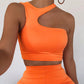 Cut Out Sexy Crop Off Shoulder Solid Skinny Sport Short Tops Women Tank Irregular Summer Tube Tops