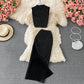 Sexy Black Diamonds 2pcs Set. Women Party Sleeveless Short Tops High Waist Split Skirt Female Two Piece Suits Club Fashion.