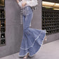 Flare Jeans Women Pant Fringed Tassels Split Slim Jeans Ladies Stretchy Pants High Waist Denim Pants s1140