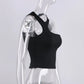 Cut Out Sexy Crop Off Shoulder Solid Skinny Sport Short Tops Women Tank Irregular Summer Tube Tops