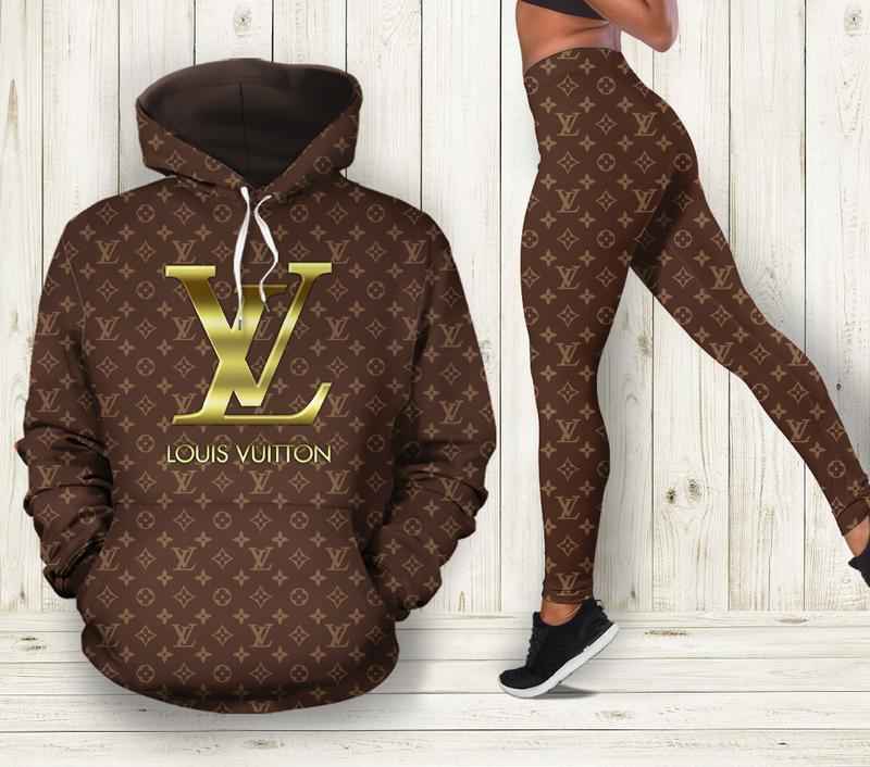 Luxury designer brown hoodie leggings. luxury brand Hoodie Leggings Set.