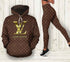 Luxury designer brown hoodie leggings. luxury brand Hoodie Leggings Set.