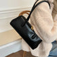 Classic Leather Handbag. Retro Simple Shoulder Underarm Bag. Elegant Stylish Baguette Tote Bag.