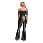 Women Metallic Shiny Dance Jumpsuit Sequin Tassel Sleeveless Bell Bottom Long Pants Bodysuit Romper for Jazz Music Festival.
