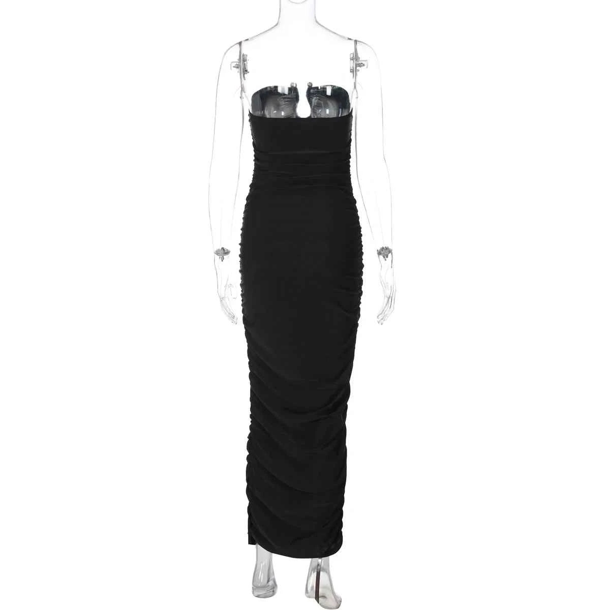 Dulzura Sleeveless Strapless Pleated Maxi Dress With Button Women’S Sexy Elegant Long Dress Party Club Office Spring Summer