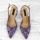 Women’s Purple High Heel Party Shoes and Rhinestone Handbag Set - Italian Design Wedding Style