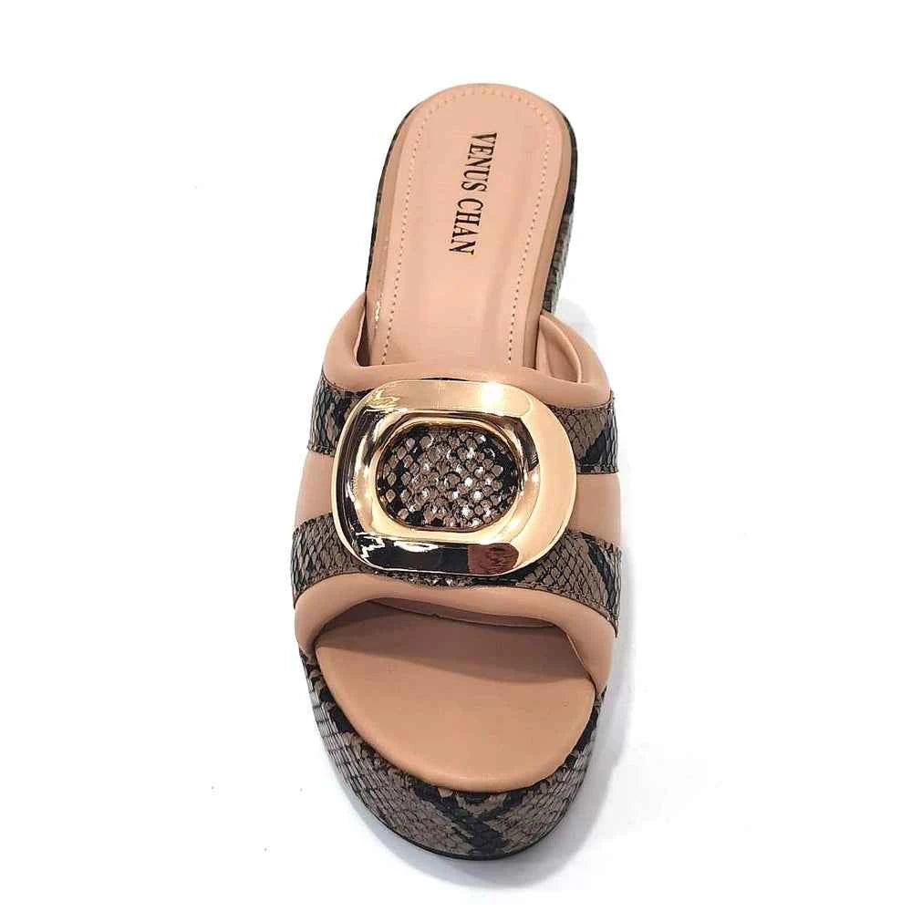 Italian Designed Snake Pattern Color Matching Platform Thick Soled Women&