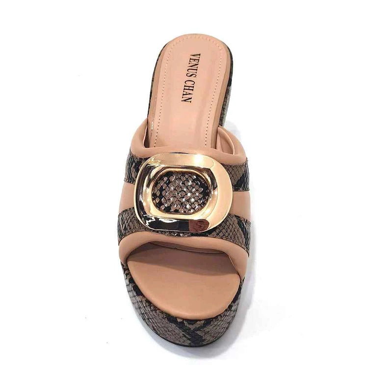 Italian Designed Snake Pattern Color Matching Platform Thick Soled Women&