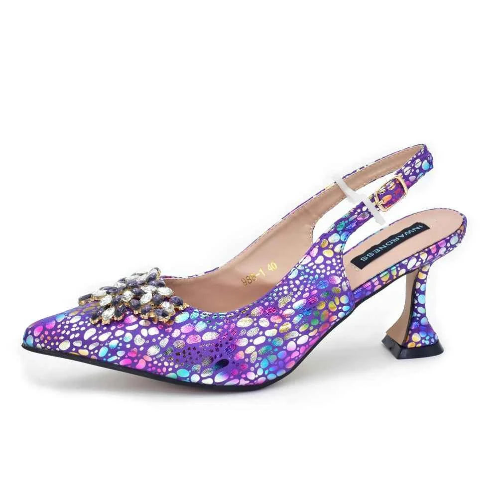 Italian Shoes and Bags Matching Good Quality Designer Bag and Shoes Set Crystal Butterfly-knot Women Pumps Shoes Set Woman Bags.