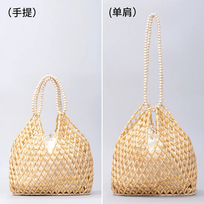 Hand Woven Handbag. New Retro Versatile Summer Vacation Handheld Bag. Women&