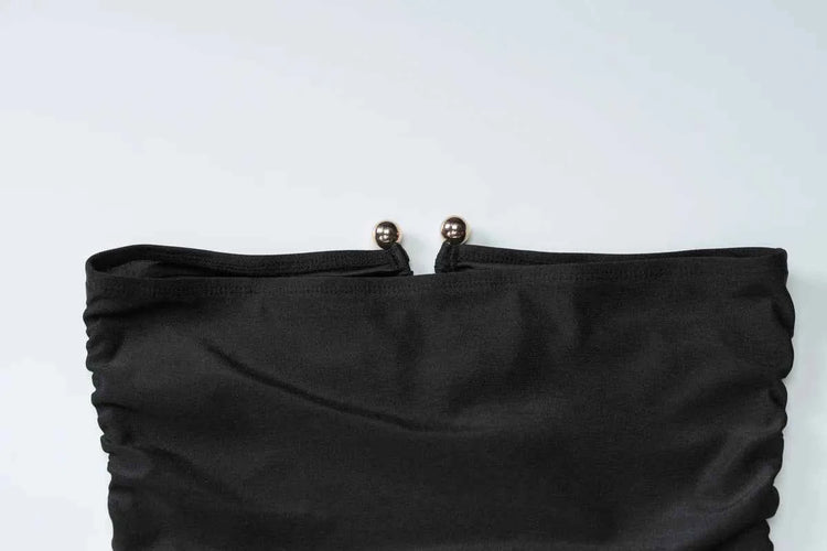 Dulzura Sleeveless Strapless Pleated Maxi Dress With Button Women’S Sexy Elegant Long Dress Party Club Office Spring Summer