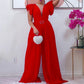 Pleated Jumpsuits for Women. Elegant New V Neck Ruffles Sleeve High Waisted Jumpsuit.