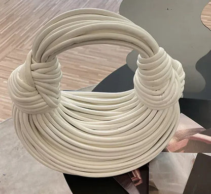 Handbags for Women.  New Gold Luxury Designer Brand Bag. Handwoven Noodle Bags. Rope Knotted Pulled Hobo Silver Evening Clutch Chic.