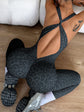 Sexy Leopard Print Sports Jumpsuits for Women V-neck Backless Yoga Bodysuit Female Sleeveless Tight Gym Running Fitness Overalls