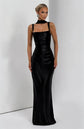Satin Backless Sexy Maxi Dress Women. Elegant Halter Off-shoulder Sleeveless Dress. Lace-up Bodycon Club Party Long Dresse.