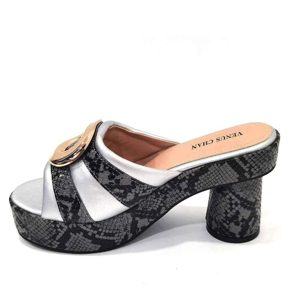 Italian Designed Snake Pattern Color Matching Platform Thick Soled Women&