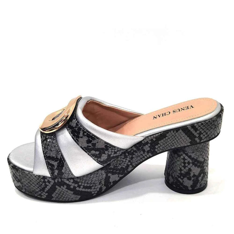 Italian Designed Snake Pattern Color Matching Platform Thick Soled Women&