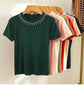 Knitted T-shirt Women Top. Solid Tank Y2K Summer New Fashion Female Sleeveless Beading Casual Thin Tops