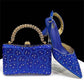 Italian shoes and handbags accessory set with rhinestone. Metal embellishments Wedding shoes.  Bridal shoes Designer.