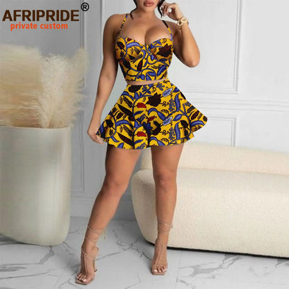 Clothes for Women Crop 2 Piece Set Sexy Party Print Attire Ankara Outfits Dresses.