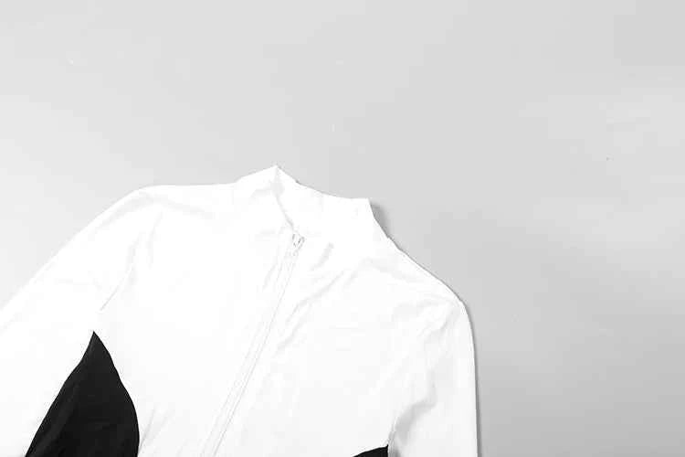 Weird Puss Casual 2piece Set Women Tracksuit Zip Contrast Patchwork Full Sleeve Jacket+Shorts Daily Simple Sporty Street Outfits