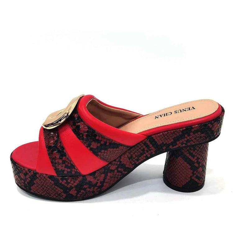 Italian Designed Snake Pattern Color Matching Platform Thick Soled Women&