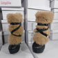 Retro Faux Fur Ankle Boots.  Pointed Toe Buckle Straps Slip-on Thin High Heels Boots 2025 Autumn New Women Fashion Modern Shoes.