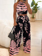 Sexy Halter Backless Vest and Long Pants 2 Piece Set Summer Vacation Beach Ladies Set Casual Loose High Waist Wide Leg Pants Set