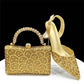 Italian shoes and handbags accessory set with rhinestone. Metal embellishments Wedding shoes.  Bridal shoes Designer.