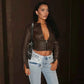 Leather Sexy Jacket Cargo Top. Casual Fashion Crop Sexy Tops.