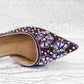 Women’s Purple High Heel Party Shoes and Rhinestone Handbag Set - Italian Design Wedding Style