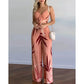 Summer Women Tropical Print Spaghetti Strap Two Piece. Casual Lace up Back Top & High Waist Pants Set 2 Pieces Suit Sets Woman Clothing.
