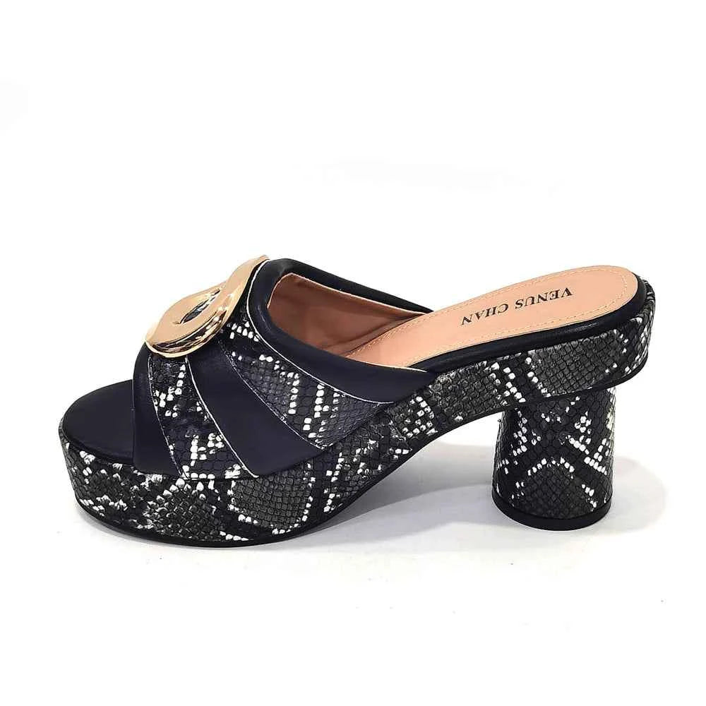 Italian Designed Snake Pattern Color Matching Platform Thick Soled Women&