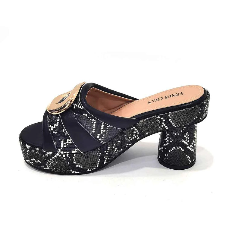 Italian Designed Snake Pattern Color Matching Platform Thick Soled Women&