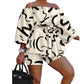 Plus size Two Piece Set Women Off Shoulder Printed Short Sets Top Pants Sweet Suit Summer Wholesale Dropshipping L-3XL.