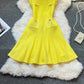 Summer Pleated Short Dress Women O-neck Slim Waist A-line Party Dress Streetwear Lady Outfits.