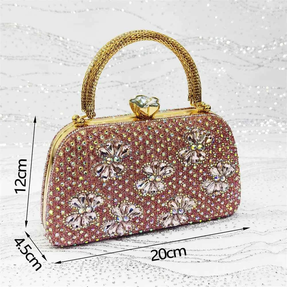 Women’s Purple High Heel Party Shoes and Rhinestone Handbag Set - Italian Design Wedding Style