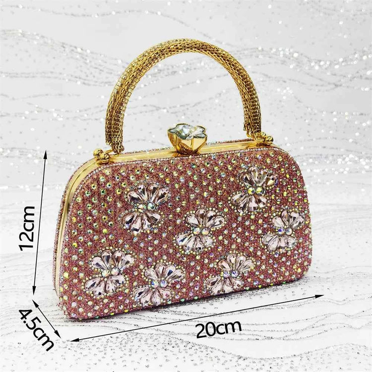 Women’s Purple High Heel Party Shoes and Rhinestone Handbag Set - Italian Design Wedding Style