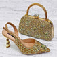 Women’s Purple High Heel Party Shoes and Rhinestone Handbag Set - Italian Design Wedding Style