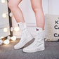 Canvas Long Boots for Women. High Top Women Canvas Shoes. Lace Up Knee High Boots. Flats Casual Vulcanized Shoes Sneakers Girls.