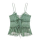 Women Fashion With Ruffled Front Tied Semi-sheer Tank Tops Sexy Backless Thin Straps Female.