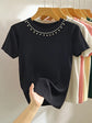 Knitted T-shirt Women Top. Solid Tank Y2K Summer New Fashion Female Sleeveless Beading Casual Thin Tops
