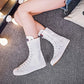 Canvas Long Boots for Women. High Top Women Canvas Shoes. Lace Up Knee High Boots. Flats Casual Vulcanized Shoes Sneakers Girls.