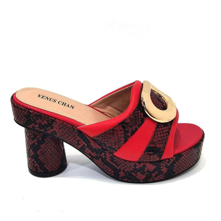 Italian Designed Snake Pattern Color Matching Platform Thick Soled Women&